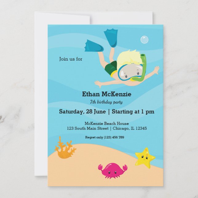 Snorkeling party invitation (Front)