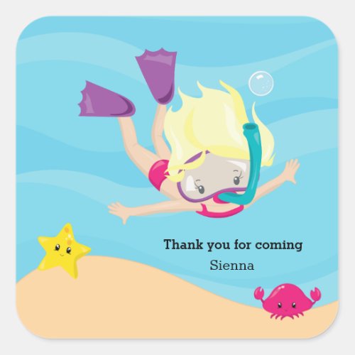 Snorkeling Square Sticker