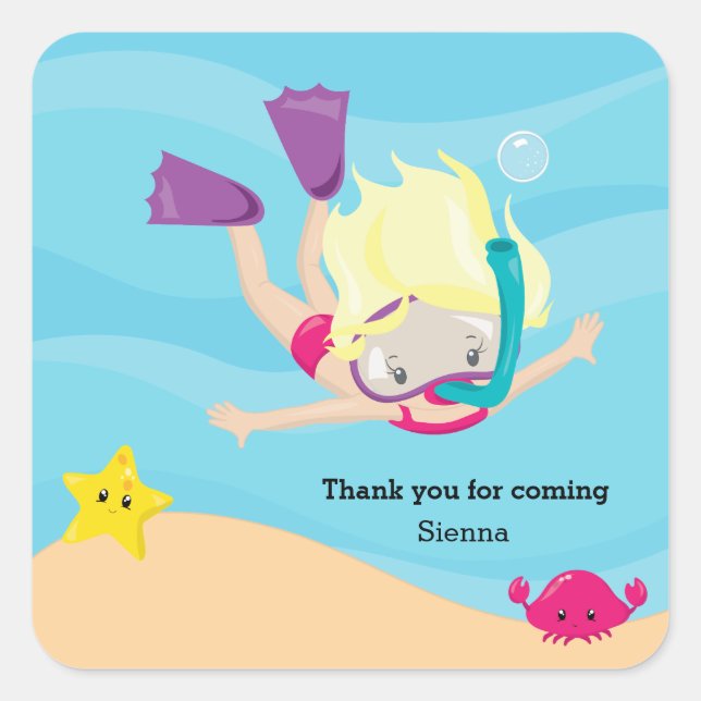 Snorkeling Square Sticker (Front)