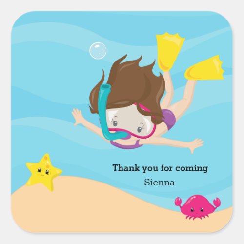 Snorkeling Square Sticker