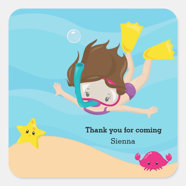 Snorkeling Square Sticker (Front)