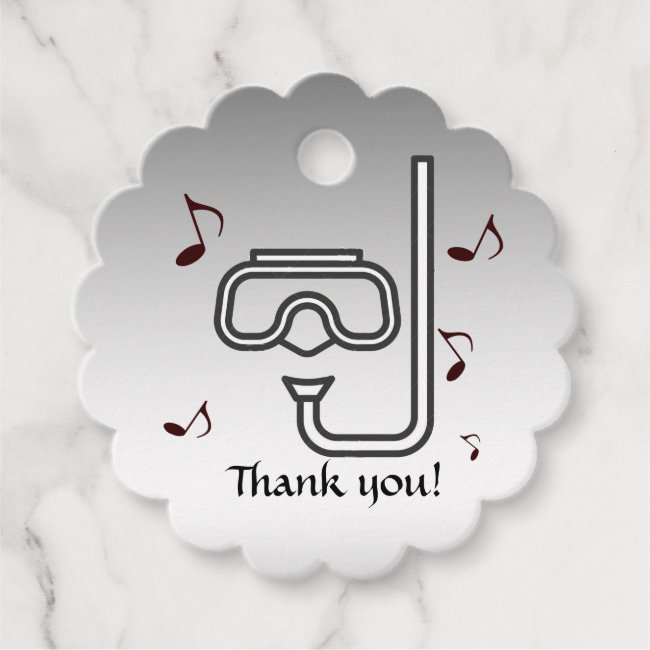 Snorkeling Thank You Set of 12 Silver Favor Tags