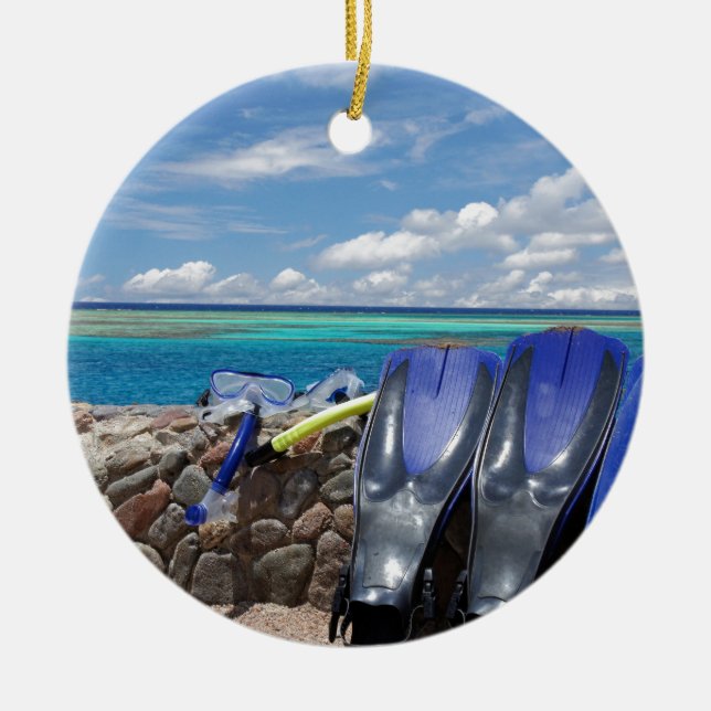 snorkeling tools ceramic ornament (Front)