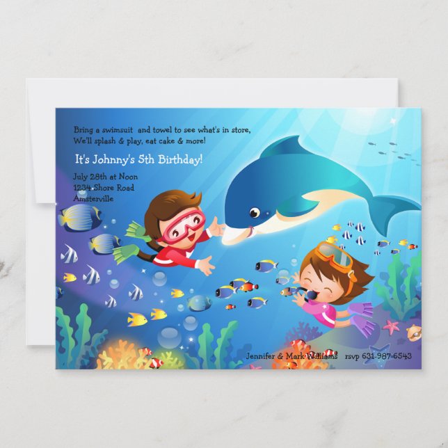Snorkeling Tots Birthday Party Invitation (Front)