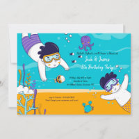 Snorkeling Twin Boys Invitation