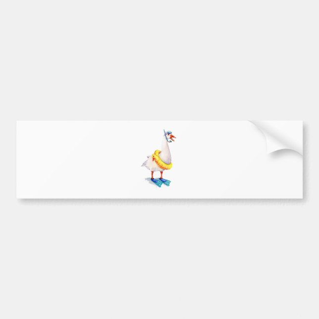 Snorkeling White Goose Bumper Sticker (Front)