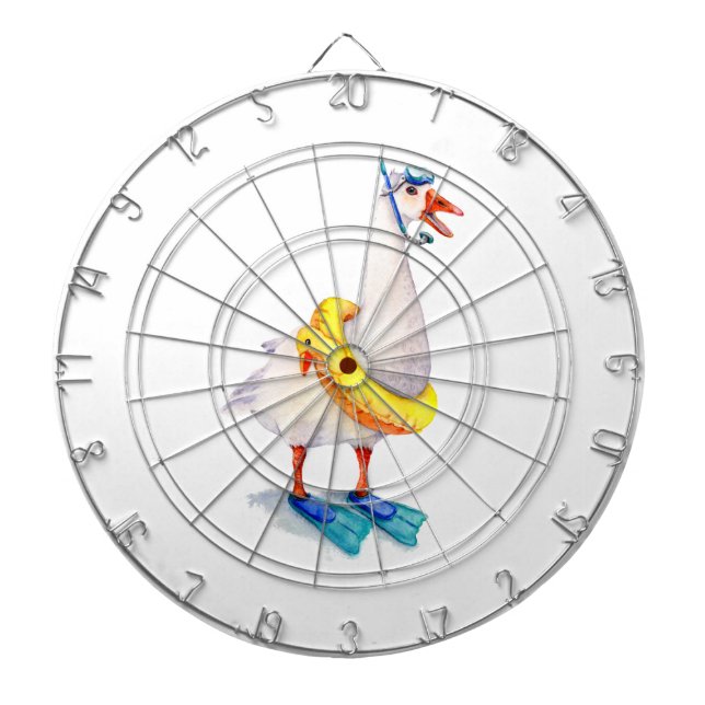 Snorkeling White Goose Dartboard (Front)