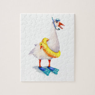 Snorkeling White Goose Jigsaw Puzzle