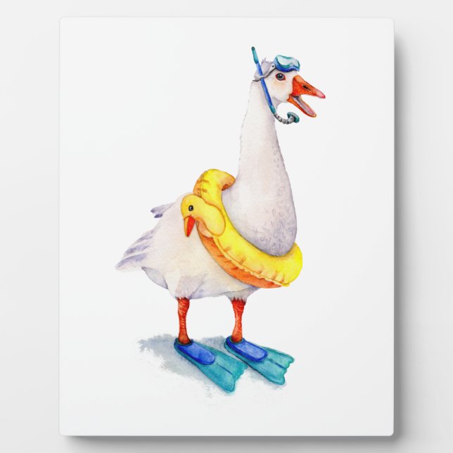 Snorkeling White Goose Plaque (Front)