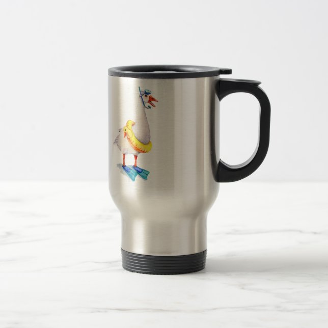 Snorkeling White Goose Travel Mug (Right)