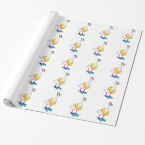 Snorkeling White Goose Wrapping Paper