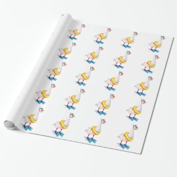 Snorkeling White Goose Wrapping Paper by GoosiStudio at Zazzle