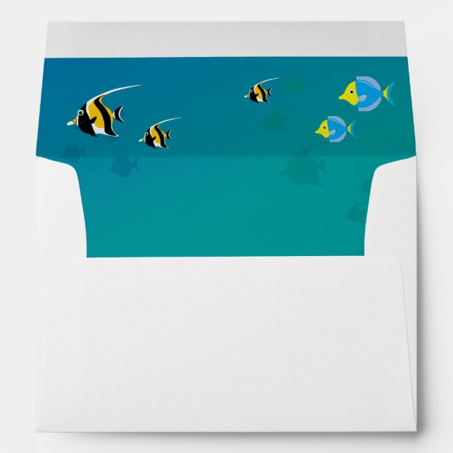 Snorkeling with tropical fish boy birthday party envelope (Back (Bottom))