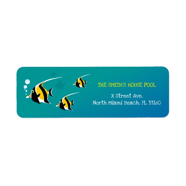Snorkeling with tropical fish boy birthday party label (Front)