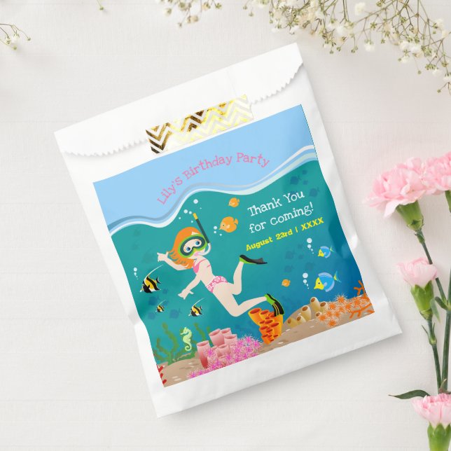 Snorkeling with tropical fish girl Birthday Party Favor Bag (Sealed)