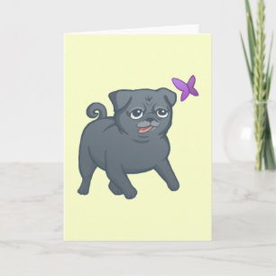 SNORT Black Pug Blank Greeting Card