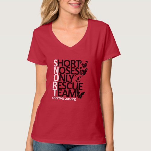 SNORT Vertical Short Sleeve V Neck Tee Red