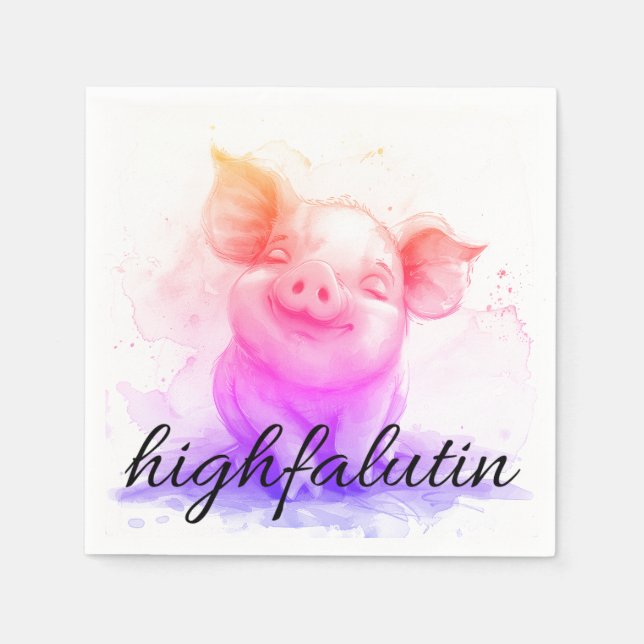 Snoutstanding Sophistication: Watercolor Pig Napkins (Front)