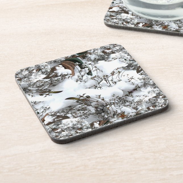 Snow Abstract Drink Coaster (Left Side)