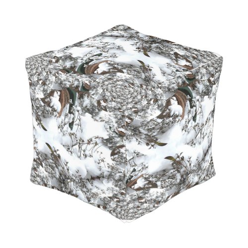 Snow Abstract Pouf
