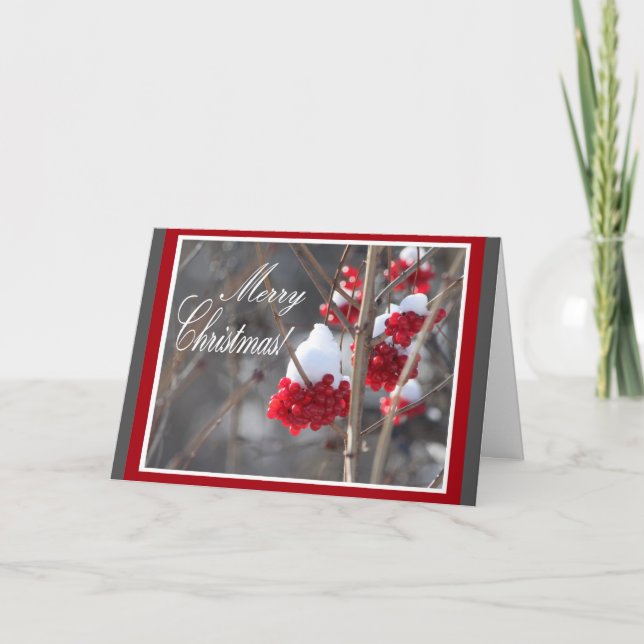 Snow and berries Christmas card (Front)