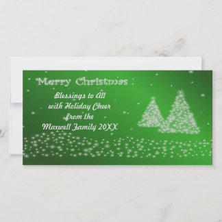 Snow and Christmas Trees Green Photo Card