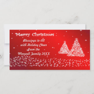 Snow and Christmas Trees Red Photo Card