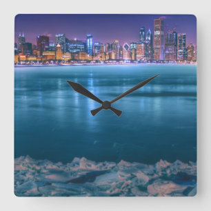 Snow and ice abound on Lake Michiga at Arctic Square Wall Clock