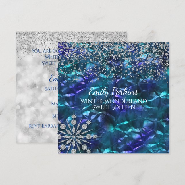Snow and Ice Sweet Sixteen Party Invitation (Front/Back)