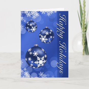 Snow And Ornament Bulb Blue Christmas Card by fireflidesigns at Zazzle