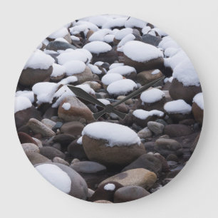 Snow And Rocks, Mt. Rainier National Park Large Clock