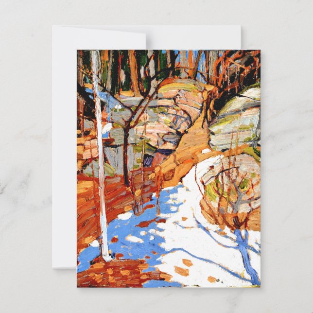 Snow and Rocks, painting by Tom Thomson Holiday Card (Front)