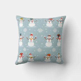 Snow and snowman throw pillow