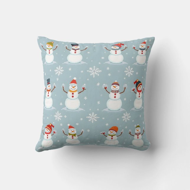 Snow and snowman throw pillow (Back)