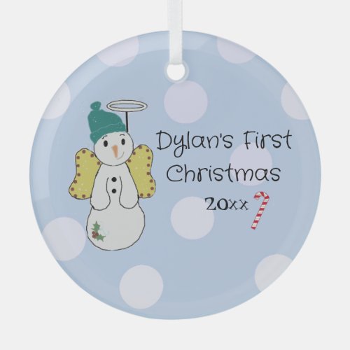 Snow Angel Babys First Christmas Glass Ornament