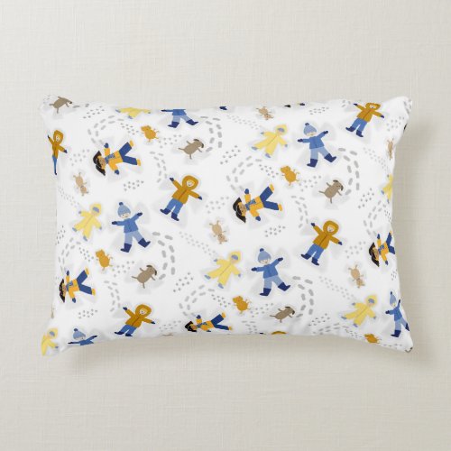 Snow Angel Children with pets Accent Pillow