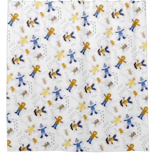 Snow Angel Children with pets Shower Curtain