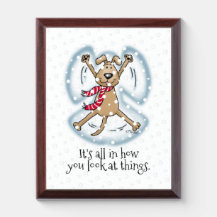 Snow Angel Dog Fun Cute Christmas Holiday Funny Award Plaque