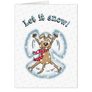 Snow Angel Dog Fun Cute Christmas Holiday Funny Card