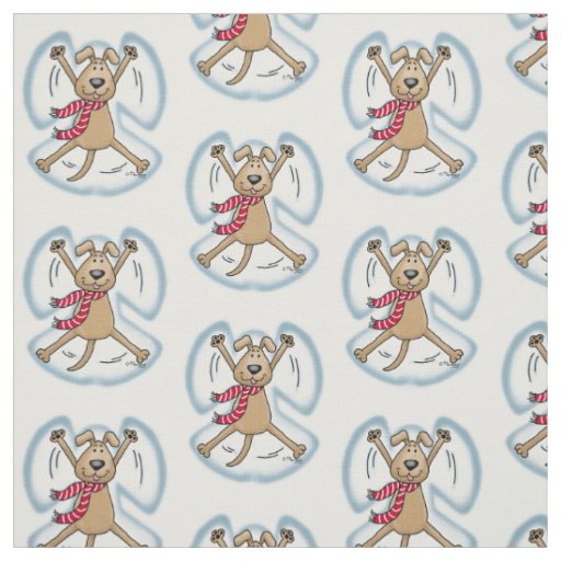 Snow Angel Dog Fun Cute Christmas Holiday Funny Fabric