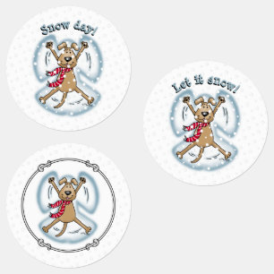 Snow Angel Dog Fun Cute Christmas Holiday Funny Labels