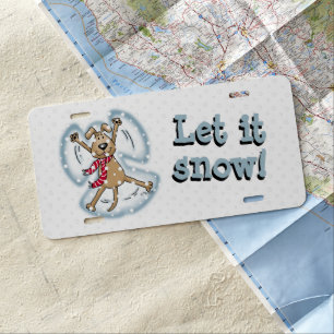 Snow Angel Dog Fun Cute Christmas Holiday Funny License Plate