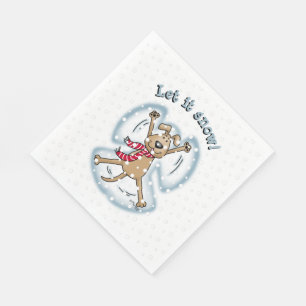 Snow Angel Dog Fun Cute Christmas Holiday Funny Napkins
