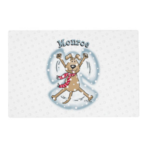 Snow Angel Dog Fun Cute Christmas Holiday Funny Placemat