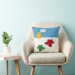 Snow Angel Meeples Throw Pillow
