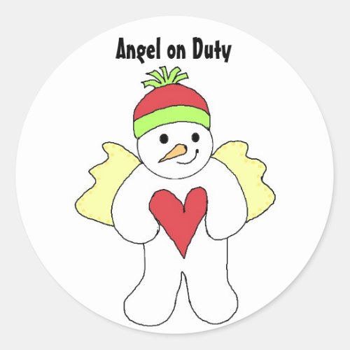Snow Angel on Duty Classic Round Sticker