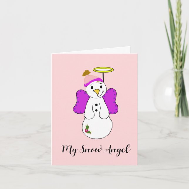 Snow Angel Purple and Pink Thank You Card (Front)
