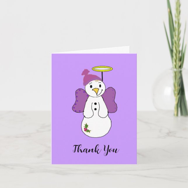Snow Angel Purple Thank You Card (Front)