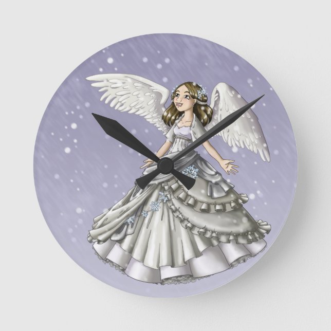 Snow Angel Round Clock (Front)
