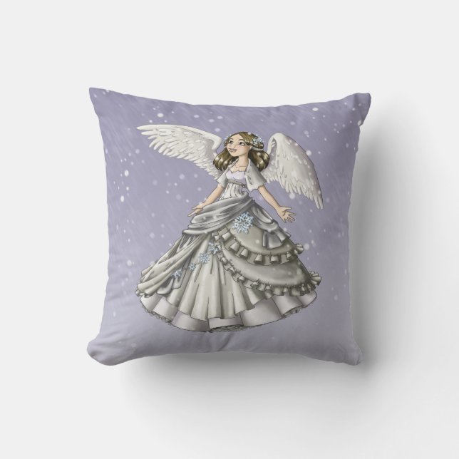 Snow Angel Throw Pillow (Front)